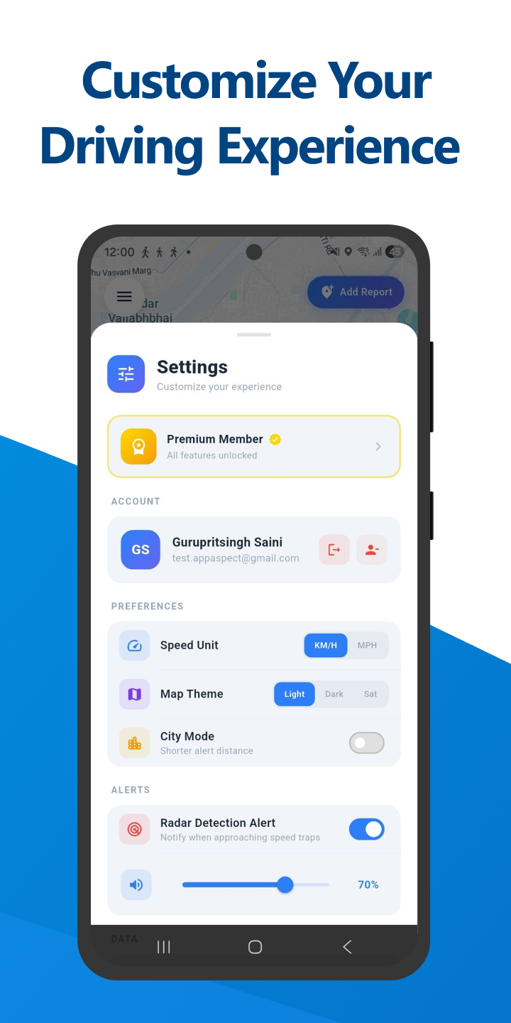 Customize your experience settings screen