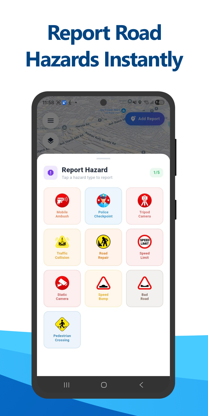 Report road hazards screen